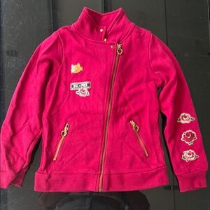 Red Jacket with Embroidered Patches Sz8